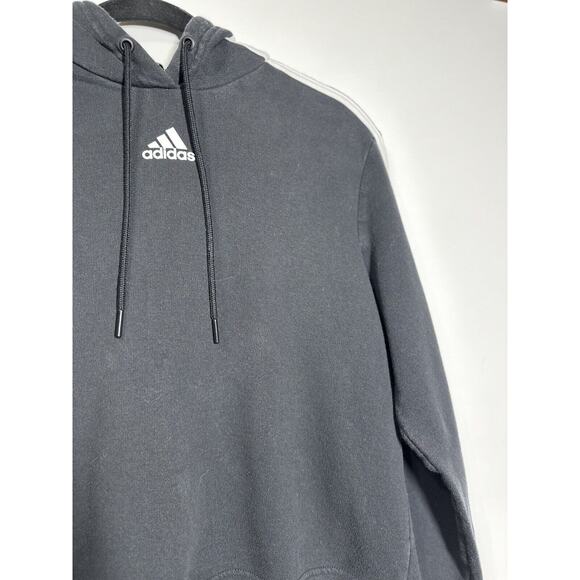 Adidas Essentials 3-Sripes French Terry Crop Hoodie - Womens Medium - Black EUC - Picture 6 of 10